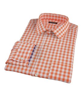 Orange Large Gingham Fitted Dress Shirt 