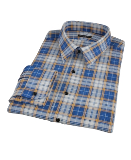 Blue and Orange Large Plaid Dress Shirt 