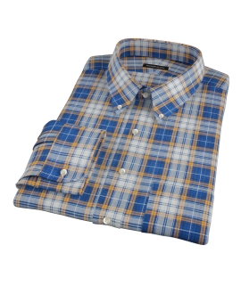 Blue and Orange Large Plaid Custom Dress Shirt 