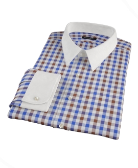 Blue and Brown Large Gingham Custom Made Shirt 