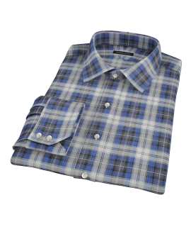 Blue and Charcoal Large Plaid Tailor Made Shirt 