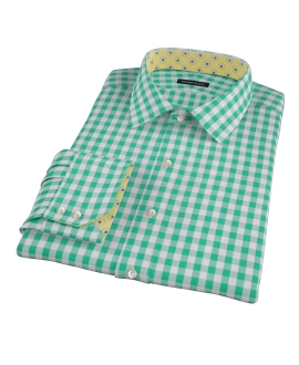 Green Large Gingham Men's Dress Shirt 