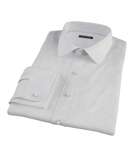 Blue and Brown Fine Satin Stripe Men's Dress Shirt 