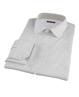 Blue and Brown Fine Satin Stripe Tailor Made Shirt 