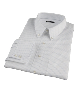 Blue and Brown Fine Satin Stripe Men's Dress Shirt 