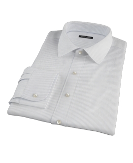 140s Light Blue Wrinkle Resistant Fine Stripe Men's Dress Shirt 