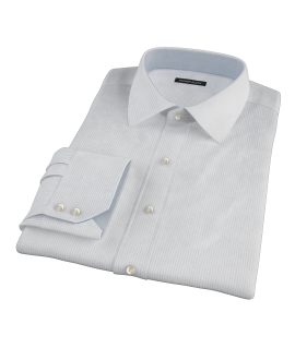 140s Light Blue Wrinkle Resistant Fine Grid Fitted Shirt 