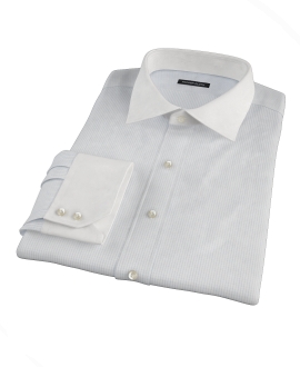 140s Light Blue Wrinkle Resistant Fine Grid Fitted Dress Shirt 