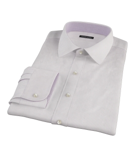140s Lavender Wrinkle Resistant Stripe Custom Dress Shirt 
