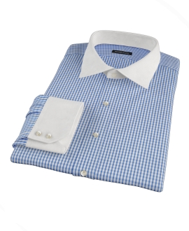 Blue Wrinkle Resistant Bordered Check Men's Dress Shirt 