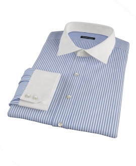 Blue Wrinkle Resistant Bordered Stripe Men's Dress Shirt 