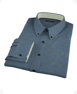 Navy Yellow Tartan Dress Shirt 