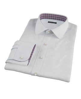 140s Light Blue Wrinkle Resistant Fine Grid Fitted Shirt 