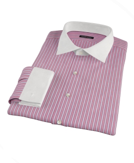 Cranberry and Blue Multi-Stripe Custom Made Shirt 