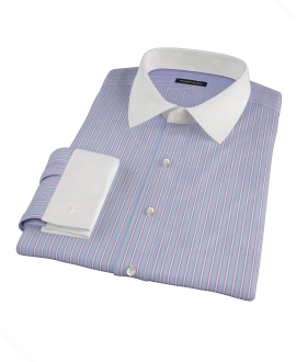 Light Blue and Pink Multi-Stripe Fitted Dress Shirt 