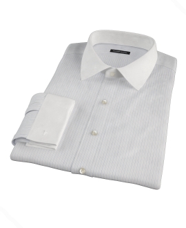 Blue and Brown Fine Satin Stripe Custom Dress Shirt 