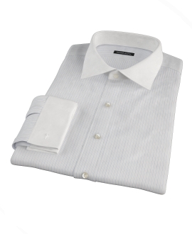 Blue and Brown Fine Satin Stripe Dress Shirt 