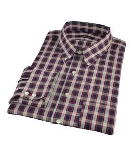 Mulberry Gold Plaid Fitted Dress Shirt 