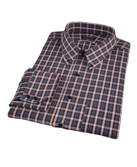 Mandarin Ocean Plaid Fitted Shirt 