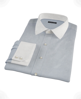 Stormy Light Blue Pinpoint Fitted Dress Shirt 