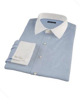 Japanese Blue Cavalry Twill Fitted Dress Shirt 