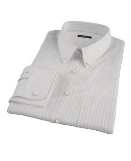 Blue and Orange Stripe Fitted Dress Shirt 