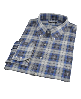 Blue and Charcoal Large Plaid Fitted Shirt 