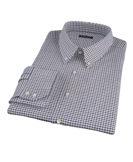 Blue and Black Gingham Twill Fitted Shirt 