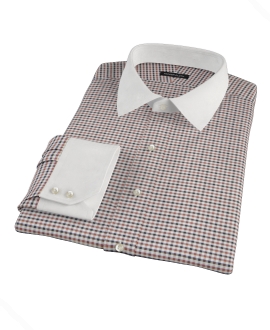 Brown and Black Gingham Twill Custom Dress Shirt 