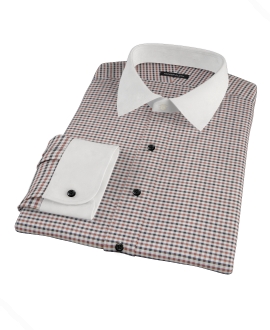Brown and Black Gingham Twill Dress Shirt 