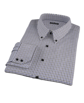 Blue and Black Gingham Twill Men's Dress Shirt 