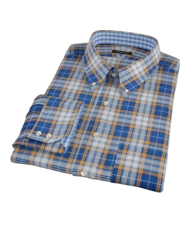 Blue and Orange Large Plaid Fitted Shirt 