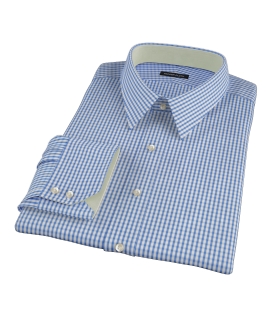 Blue Wrinkle Resistant Bordered Check Men's Dress Shirt 