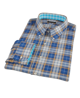 Blue and Orange Large Plaid Custom Made Shirt 