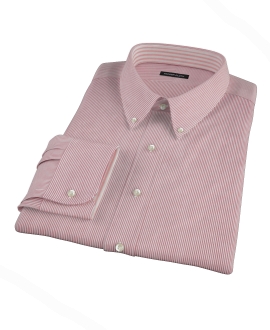 100s Red University Stripe Fitted Dress Shirt 