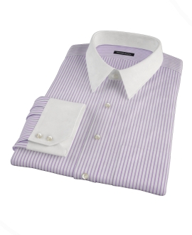 Greenwich Lavender Bordered Stripe Dress Shirt 
