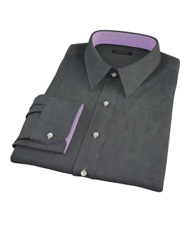 Jones Charcoal End on End Fitted Dress Shirt 