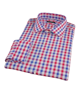 Red and Blue Large Gingham Custom Dress Shirt 