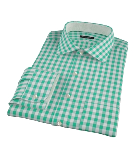 Green Large Gingham Fitted Dress Shirt 
