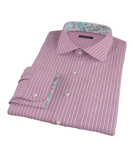 Cranberry and Blue Multi-Stripe Custom Made Shirt 