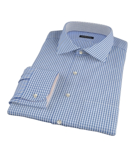 Blue Wrinkle Resistant Bordered Check Fitted Dress Shirt 