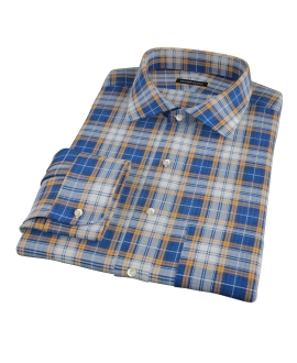 Blue and Orange Large Plaid Fitted Shirt 