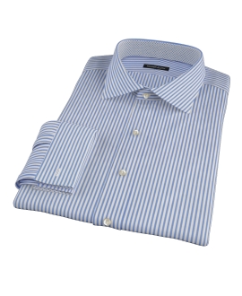 Blue Wrinkle Resistant Bordered Stripe Custom Dress Shirt 