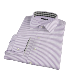 Greenwich Lavender Bordered Stripe Fitted Dress Shirt 