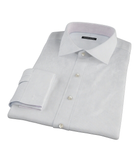 140s Light Blue Wrinkle Resistant Fine Grid Fitted Dress Shirt 