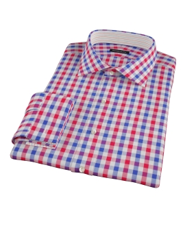 Red and Blue Large Gingham Men's Dress Shirt 
