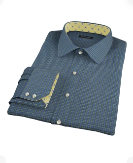 Navy Yellow Tartan Custom Made Shirt 