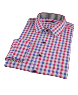 Red and Blue Large Gingham Fitted Shirt 