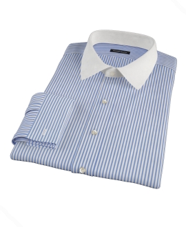 Blue Wrinkle Resistant Bordered Stripe Men's Dress Shirt 
