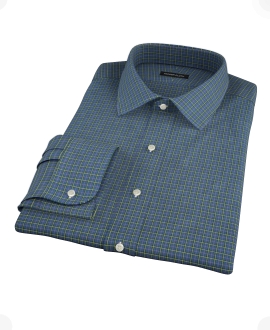 Navy Yellow Tartan Men's Dress Shirt 
